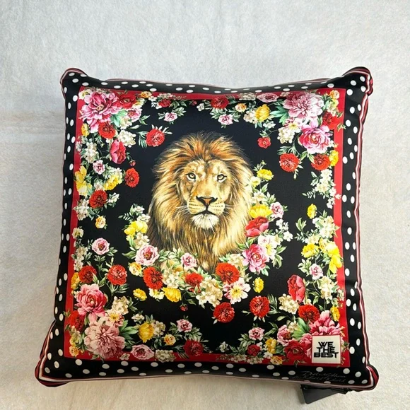 DOLCE & GABBANA FOR DJ KHALED NEW NWT LION FLORAL DOT ACCENT THROW PILLOW - Picture 2 of 13